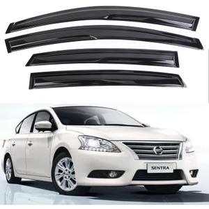 MUCO Window Visor Rain Guards Window Deflectors 4pcs for 2013-2019 N-issan Sentra S SV SR Outside Mount Sun/Rain Guard Black