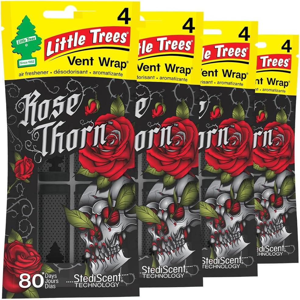 LITTLE TREES Car Air Freshener | Vent Wrap Provides Long Lasting Scent, Invisibly Fresh | 16 Air Fresheners | Rose Thorn