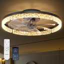 addlon Ceiling Fans with Lights and Remote, 20'' Low Profile Ceiling Fans, 3000-6000K Dimmable Modern Flush Mount LED Fan Light, Fandelier Ceiling Fan for Bedroom, Kitchen, Living Room, Black