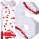 Poen Baseball Piata with Blindfold, Stick, Confetti Sports Piata for Kids Baseball Theme Birthday Party Decoration Supplies, 15 x 11 x 2.76 Inches(Number 6)
