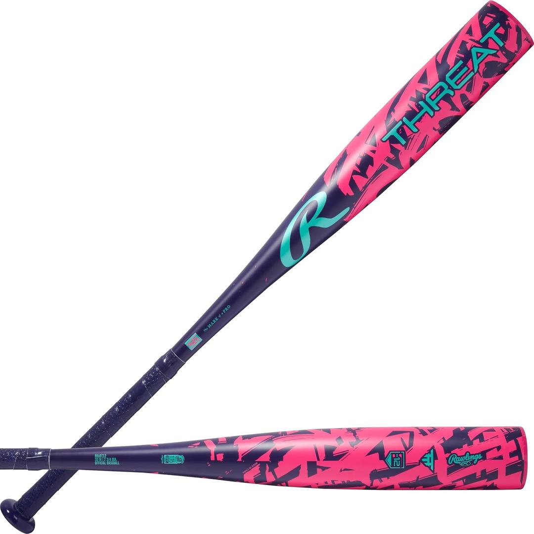 Rawlings | Threat Baseball Bat | USSSA | -12 Drop | 2 3/4" Barrel | 1 Pc. Composite (Navy / Pink)