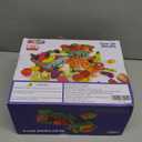 100 Pcs Play Food Set for Kids Kitchen, Pretend Food Toy for Toddlers Age 1-3, Plastics Cutting Fake Food/ Fruit/ Vegetable Accessories with 2 Baskets, Birthday Gifts for 2 3 4 5 Years Old Boys Girls (Blue)