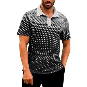 TURAND Men's Golf Shirts Polo Short Sleeve Gradient Quick Dry Fit Moisture Wicking Athletic Printed Shirts Mens Polo Shirt   2XL