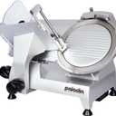 10" Commercial Manual Meat Slicer,180w, 1/3 HP, Italian Carbon Steel Blade, Electric Lunch Food Slicer, ham cutter with Adjustable Slicing Thickness for Semi-frozen Meat, Cheese (Silver)