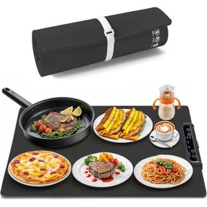 Nobula Electric Warming Tray Charcoal - Portable & Foldable Food Warming Mat for Buffets, Countertops & Parties - 3 Adjustable Temperature Settings