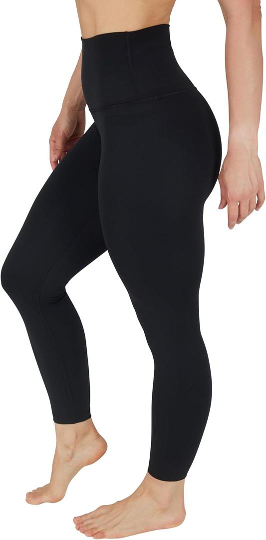 90 Degree By Reflex High Waist Legging 7/8 Tummy Control Yoga Workout Pants (Small, Absolute Black)