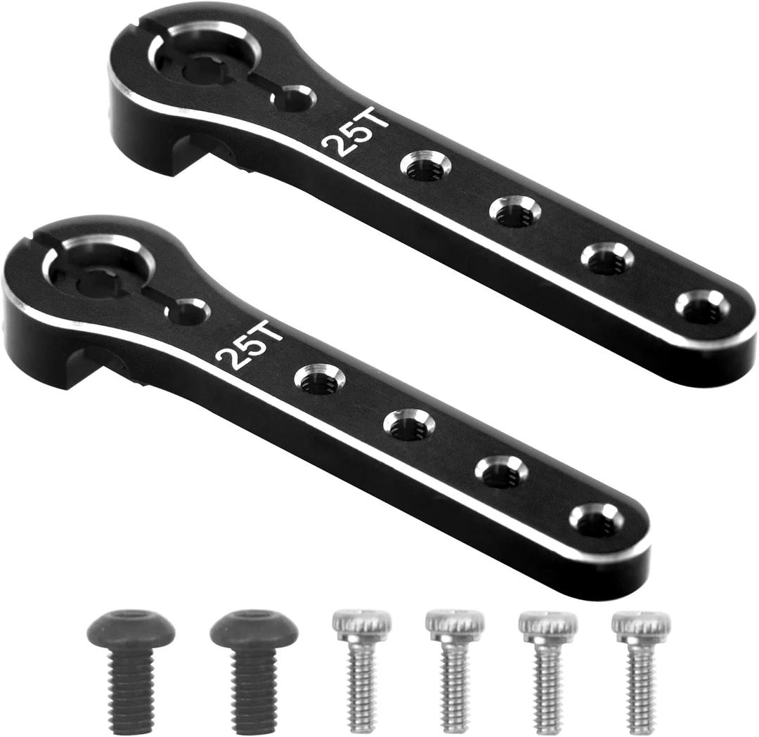 2Pcs ShareGoo 25T Servo Horn 56mm Metal 25 Teeth Extension Steering Servo Arm Compatible with 30-100CC Balsa Airplanes RC Plane Helicopter Car (Black)