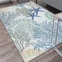 Tritard Coastal Area Rugs Nautical Beach Themed Non-Slip Machine Washable Rugs Modern Floor Carpet for Living Room Bedroom, 5x7, Blue