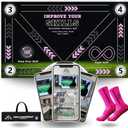 SkillZone Soccer Training Mat  Soccer Dribbling & Footwork Trainer with SkillZone Interactive Training Hub | Soccer Skills & Ball Control Practice for Kids & Teens | Indoor & Outdoor Agility & Coordination Training System (Flash Pink - Essential Kit)