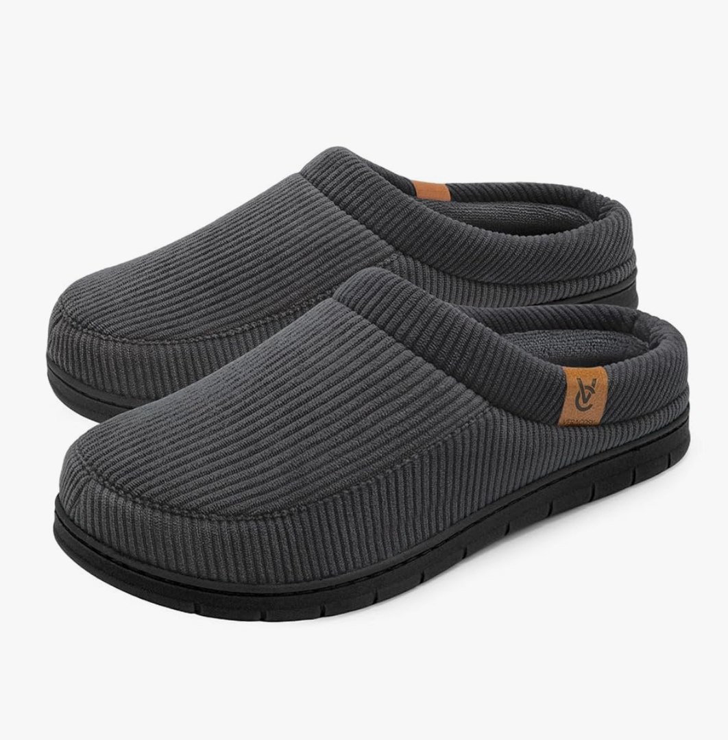VeraCosy Men's Moccasin Slippers Comfy Soft Durable Slip-on Indoor Memory Foam House Shoes 13-14