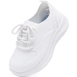 BMCiTYBM Toddler Boys Girls Slip On Shoes Comfortable Walking Sneakers Mesh Oxford Casual Dress Shoes School Uniform Loafers (White)