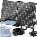 POPOSOAP 55W Solar Fountain Pump with Pond Waterfall Box, 304 Stainless Steel Pond Waterfall Spillway, Pond Spillway with 9.8FT PU Corrugated Tubing for Garden Waterfall,Water Features-P5552