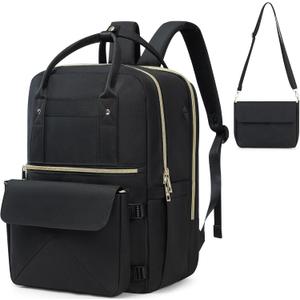 Backpack for Women, 15.6 Inch Laptop Travel Backpack Bag with USB Port, Work Business Nurse Teacher Bag College Bookbag for School, Casual Daypack for Travel, Black