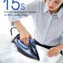Sundu Steam Iron for Clothes with Rapid Heating Ceramic Coated Soleplate, 1500W with Precise Thermostat Dial, Self-Cleaning, Auto-Off, 15.21oz Water Tank for Home Clothes Ironing Use, Blue