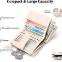 GAEKEAO Small Wallet for Women Slim Bifold Leather RFID Blocking Credit Card Holder Wallets Zipper Pocket Coin Purse with ID Window (White)