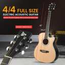 Pyle Cutaway Acoustic Electric Guitar and Amp Kit, 4/4 Full Size Spruce Wood Body with 10W Amplifier, Gig Bag, Strap, Extra Steel Strings, Picks, Cable, for Beginners and Adults, Natural, 40"