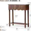 Wood Scalloped Console Table with 2 PCS Drawers, Narrow Entryway Table with Storage Shelf, Mid-Century Hallway Accent Table, Behind Couch Sofa Table for Living Room (33" - 2 Drawers)