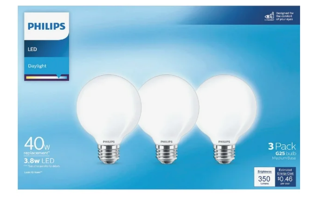 Philips G25 Medium LED Decorative Light Bulb 567420 3pk 40w G25 Led Dl Bulb3pk 40w G25 Led Dl Bulb