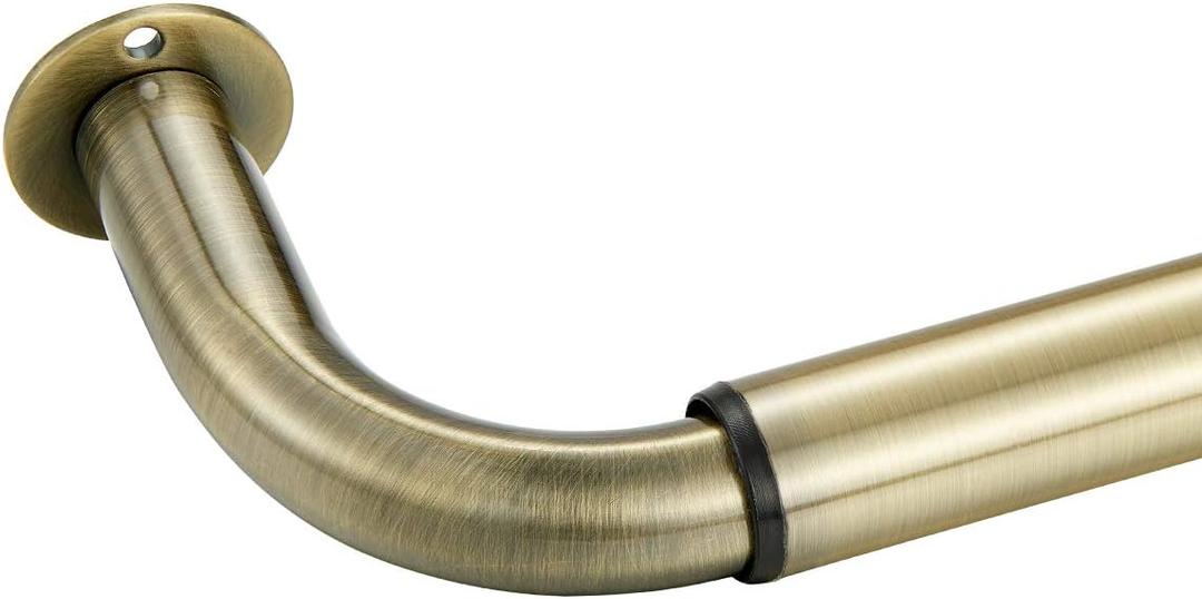 Room Darkening Curtain Rod, Wrap Around Design, Extra-Thick 1-Inch Diameter Single Drapery Rod, Extendable Metal Rod Set for the Blackout Curtains and Sheer (Antique Bronze, 48-84")