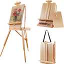 CONDA Large Wooden French Easel and Sketchbox Easel, Adjustable Tripod Easel Stand with Drawer and Palette for Artist, hobbyists, Professionals, Ideal Easel for Painting, Sketching, and Display (Gold)