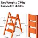 HillhutApex Aluminum Step Stool Foldable,3 Step Ladder (Orange)