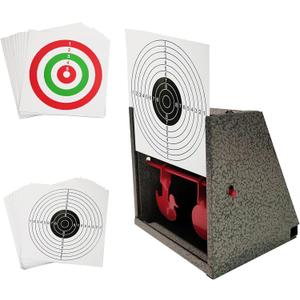 Atflbox BB Trap Target with 20pcs Paper Targets and Resetting Metal Shooting Target for Airsoft Pellet Gun Rifle BB Gun