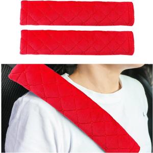 Kewucn 2 Pack Soft Car Seat Belt Pad Cover, Universal Comfort Seat Belt Shoulder Strap Covers Helps Protect You Neck and Shoulder, Vehicle Interior Accessories for Men Women (Red)