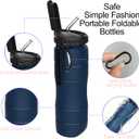 Collapsible Water Bottles, 22oz with Straw for Travel, Gym & Sports