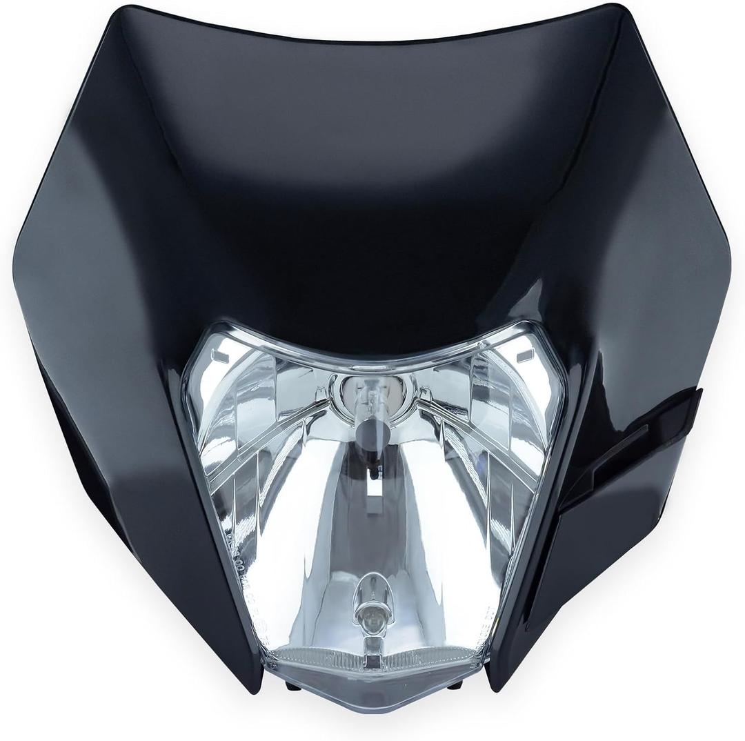 H4 Dirt Bike Headlight - Universal Head Lamp for Motorcycle Dirt Pit Bike Black Mask