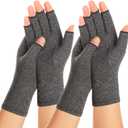 2 Pairs Arthritis Compression Gloves for Women Men, Carpal Tunnel Pain Relief, Fingerless for Typing Both Hands (Medium, Grey1+grey1)