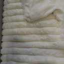 Lotus Karen Faux Fur Twin Blanket for Couch, Cozy Soft Fluffy Fuzzy Cream White Blanket, Striped Warm Thick Furry Plush Shaggy Small Blankets for Women,60x80 Inches