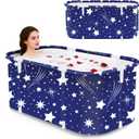 Portable Foldable Bathtub,Foldable Soaking Bathtub for Adults, Freestanding Bathtubs, Hot Bath Tub, Ice Bath, Family Bathroom SPA Tub 47.2x19.7x21.7inch (Star)