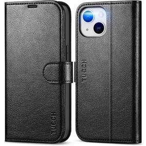 TUCCH Wallet Case for iPhone 13 5G 6.1-inch, [TPU Shockproof Inner Shell], PU Leather [RFID Blocking] Card Holder Magnetic Stand Protective Cover Compatible with iPhone 13 6.1" 2021, Textured Black