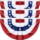 3 Pack Large Size 3 X 6 FT American Bunting Flag 4th of July Decorations, USA Pleated Fan Flag Memorial Day Patriotic Half Fan Banner 100% Polyester Fourth July Independence Day Outdoor Indoor Decor