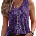Zeagoo Womens Tank Tops Summer Sleeveless Loose Fit Tops V Neck Pleated Shirts Basic Tees Dressy Casual Trendy Clothes (L)