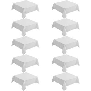 VidaFete 10 Pack 52*52inch White Square Tablecloth for 32-36" Square Tables | Stain & Wrinkle Resistant Polyester Rectangular Table Cloth for Kitchen Dining Wedding Banquet Decoration