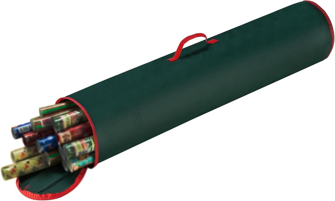 Wrapping Paper Storage Bag - 40-Inch Gift Wrap Organizer - Holds Up to 25 Rolls of Giftwrap - Christmas Storage by Elf Stor (Green)