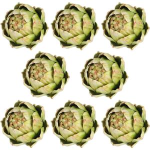 Timgle 8 Pcs Green Artificial Artichokes Fake Vegetables and Fruits for Summer Kitchen Wedding Bowl and Vase Decorations (Large)