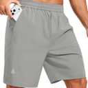 ASPO Men's Running Shorts 9 Inch Quick Dry Gym Shorts Light Grey S (Gray, S)