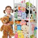 Stuffed Animals Storage Zoo Organizer, PVC Stuffy Toy Holder, 350L Extra Large Vertical Plush Organizer, Freestanding Stuffed Toy Cage for Nursery and Playroom (Large (19.5''x19.5''x58.6''))