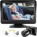 FEISIKE Car Baby Camera, 4.3'' HD Infrared Night Vision Function Baby Car Camera Display, Backseat Camera for Kid with 150 Wide View & 360 Rotatable Easy Installation in 5 Mins Rear Facing Mirrors