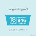 Diaper Genie Easy Roll Refill | 18 Bags Per Refill | Holds Up to 846 Newborn Diapers | Odor Control | Diaper Pail Refill Bags | Fits Diaper Genie Signature & Platinum Pails