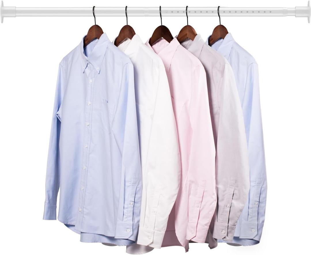 Closet Rod,17-41Inch Heavy Duty Closet Rods for Hanging Clothes Adjustable Clothes Hanging Rod White Closet Rod for Wardrobes or Closet