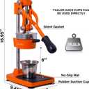 Manual Cast Iron Citrus Juicer,Commercial Hand Press,Heavy Duty Countertop Squeezer for Fresh Orange Lemon Juice,Stable When Pressed,Easy to Use & Clean (Orange)