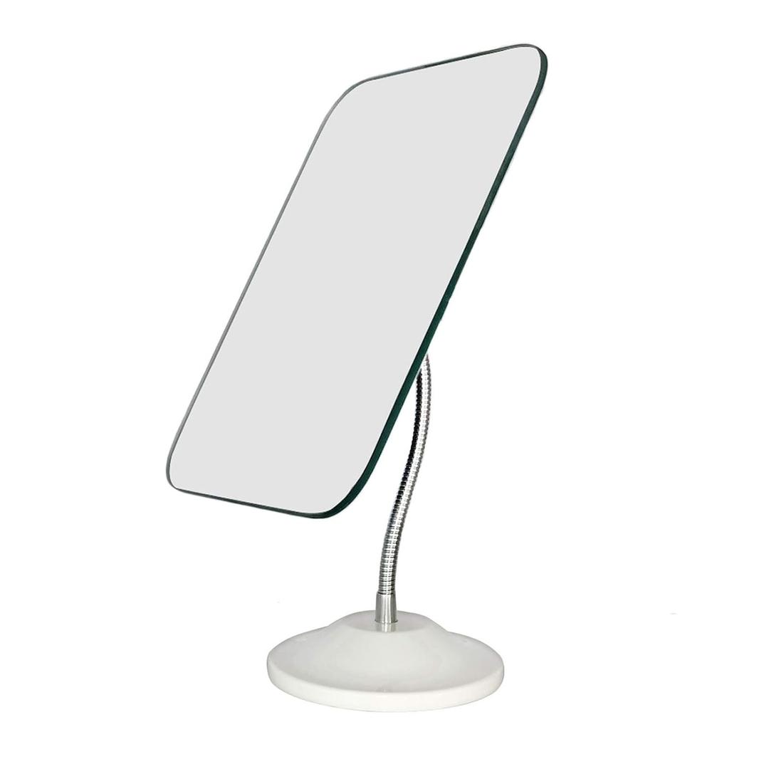 YEAKE Adjustable Flexible Gooseneck Makeup Mirror,360Rotation Folding Portable Desk Vanity Mirror with Stand Shower Shaving Cosmetic Mirror Square Large (White(flexible Makeup Mirror With Stand))