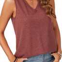 Rooscier Women's Tank Tops Summer Sleeveless V Neck T Shirts Casual Loose Fit Basic Tee (XS)