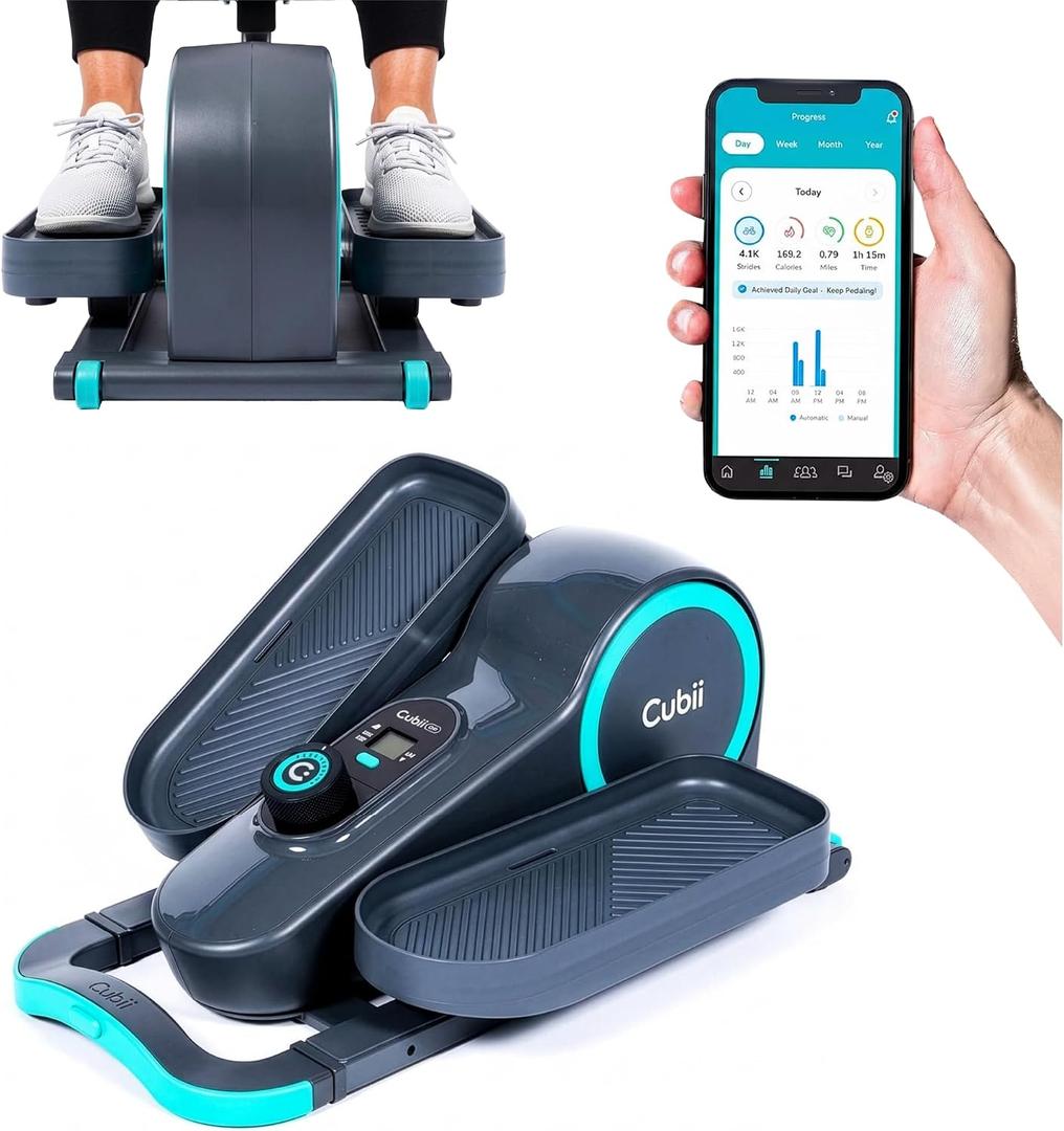 Cubii GO Under Desk Elliptical Bike, Portable Low Impact Leg Exerciser for Home and Office | Compact Exercise Machine with 10 Resistance Levels, LCD Display & App Tracking