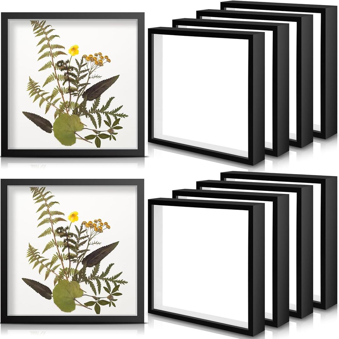 Geetery 10 Pack Shadow Box Frame 10 x 10 Inch Wood Frame Memory Display Case Bulk Shadow Boxes for Photo Flowers Memorabilia Wedding Bouquets Graduation Gift Pins Tickets Wall Awards Shell Decor
