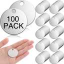 Hicarer 100 Pcs Solid Tags for Stamping Round Key Tags Blanks with Hole for Pets Plants Doors Pipe Valves Equipment Tool and Keys Labeling (Silver, 1.25 Inch)