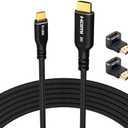 8K USB C to HDMI 2.1 Cable 8 FT, (8K@60Hz,4K@120Hz, HDR), Braided Cord, Thunderbolt 3/4 Compatible, for iPhone 15 Series, MacBook Pro/Air, iPad Pro, Galaxy S23, Surface, Dell, HP, with 2 HDMI Adapters